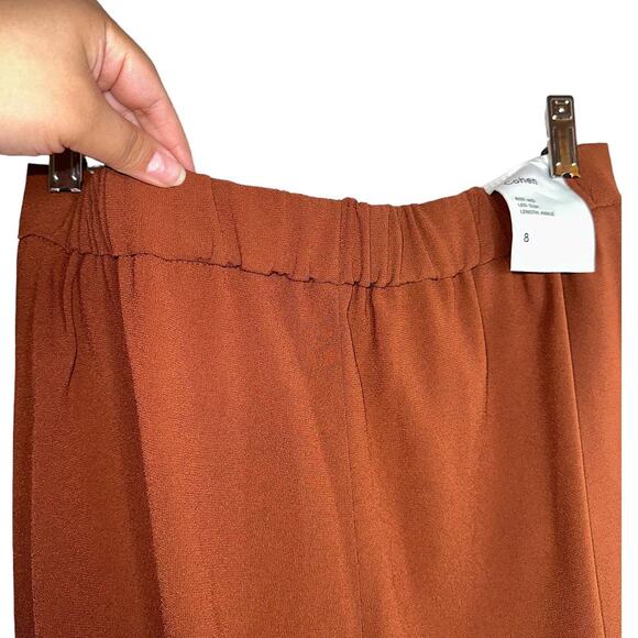 Aritzia Babaton NWT Cohen Mid Rise Slim Ankle Brown Paperbag Career Pants Size 8 - Picture 11 of 12